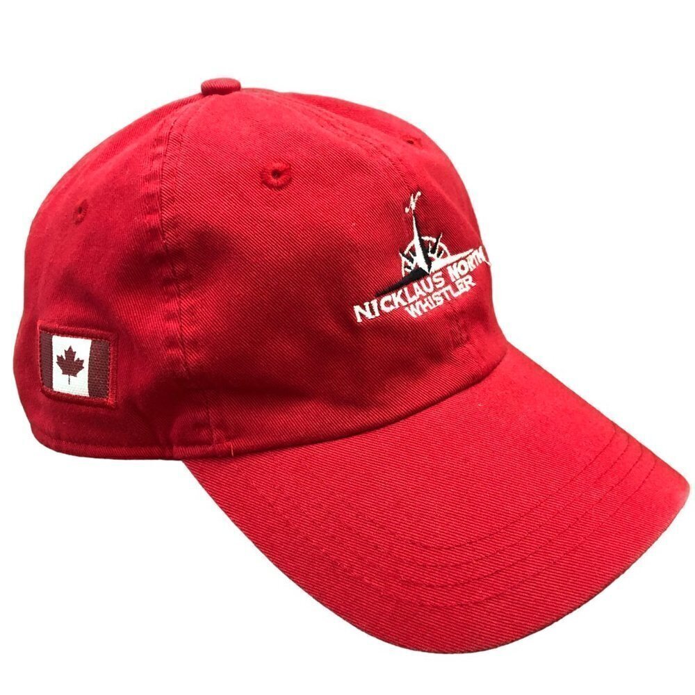 NWOT Nicklaus North Golf Hat / Cap Red Canada Classic Cut Ahead Adjustable Strap